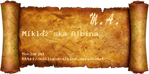 Miklóska Albina névjegykártya